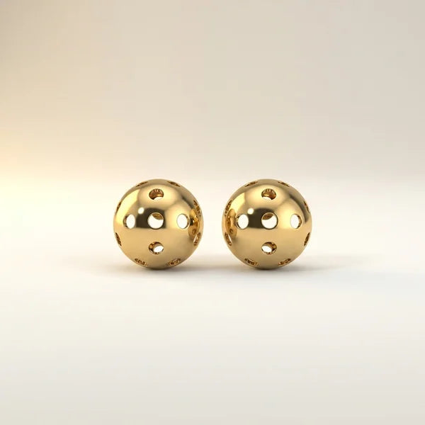 First Serve Studs — yellow gold, view 4