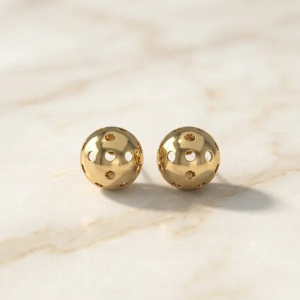 First Serve Studs — yellow gold, view 3