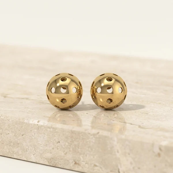 First Serve Studs — yellow gold, view 2