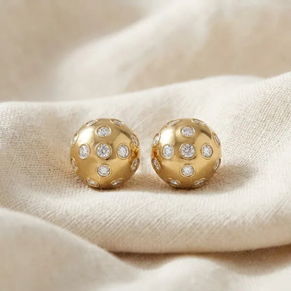 Match Point Studs — yellow gold, view 6