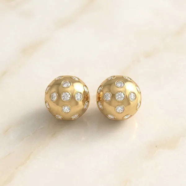 Match Point Studs — yellow gold, view 2