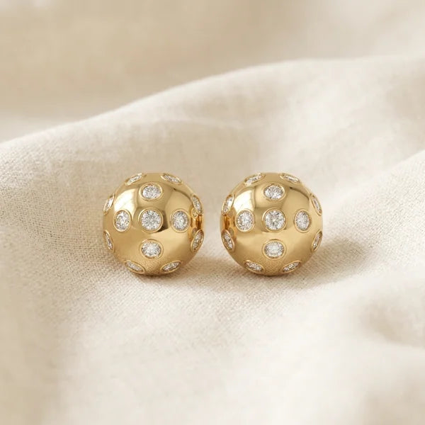 Match Point Studs — yellow gold, view 4