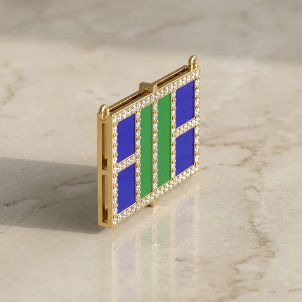 Center Court, Enamel — yellow gold, view 5