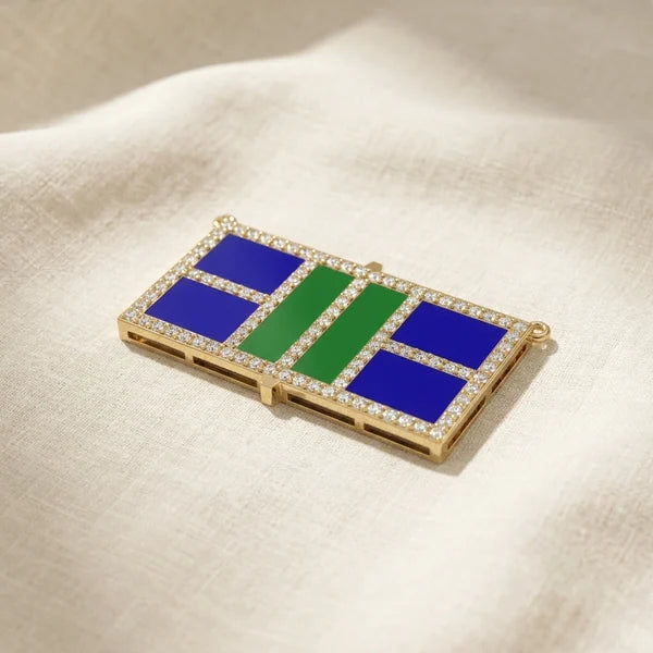 Center Court, Enamel — yellow gold, view 3
